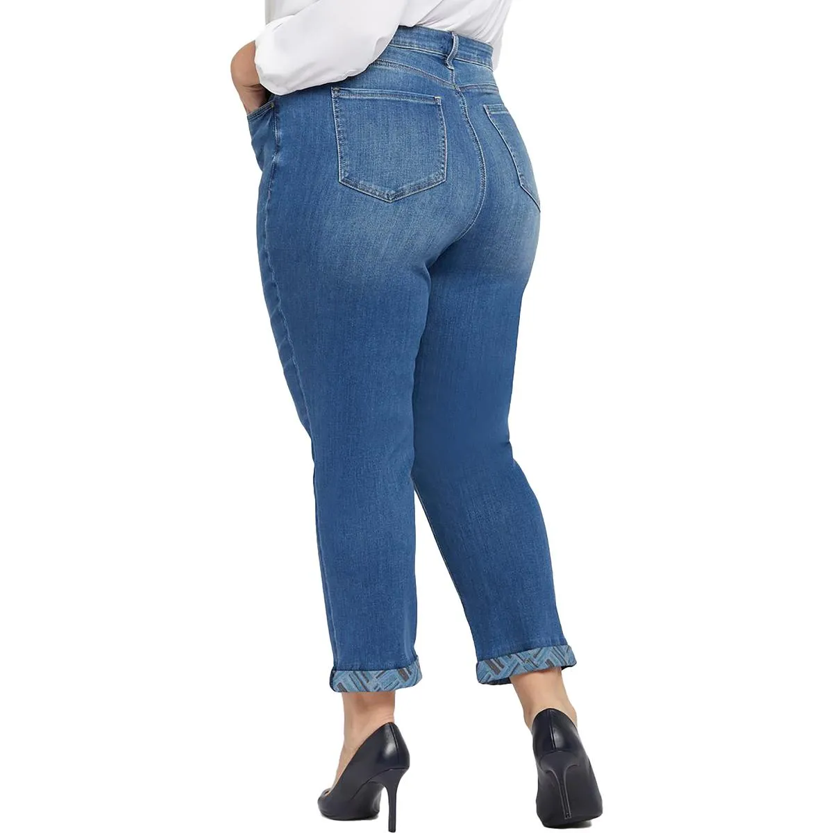 NYDJ Damen Plus Girlfriend Bedruckter Bund Medium Wash Skinny Jeans