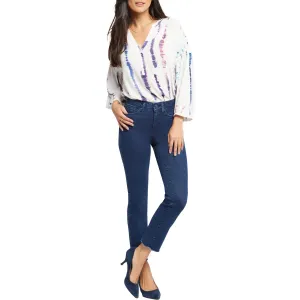 NYDJ Womens Sheri Frayed Hem Denim Slim Jeans