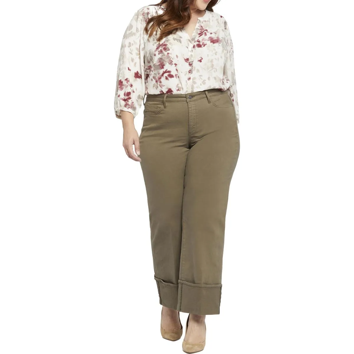 NYDJ Damen Teresa Jeans mit Umschlagbund und weiter Beinform