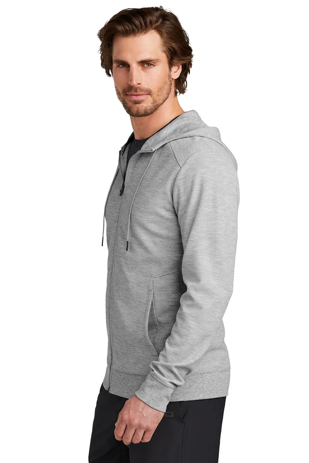 Ogio Herren Revive Kapuzenpullover mit Reißverschluss und Taschen - Heather Hellgrau
