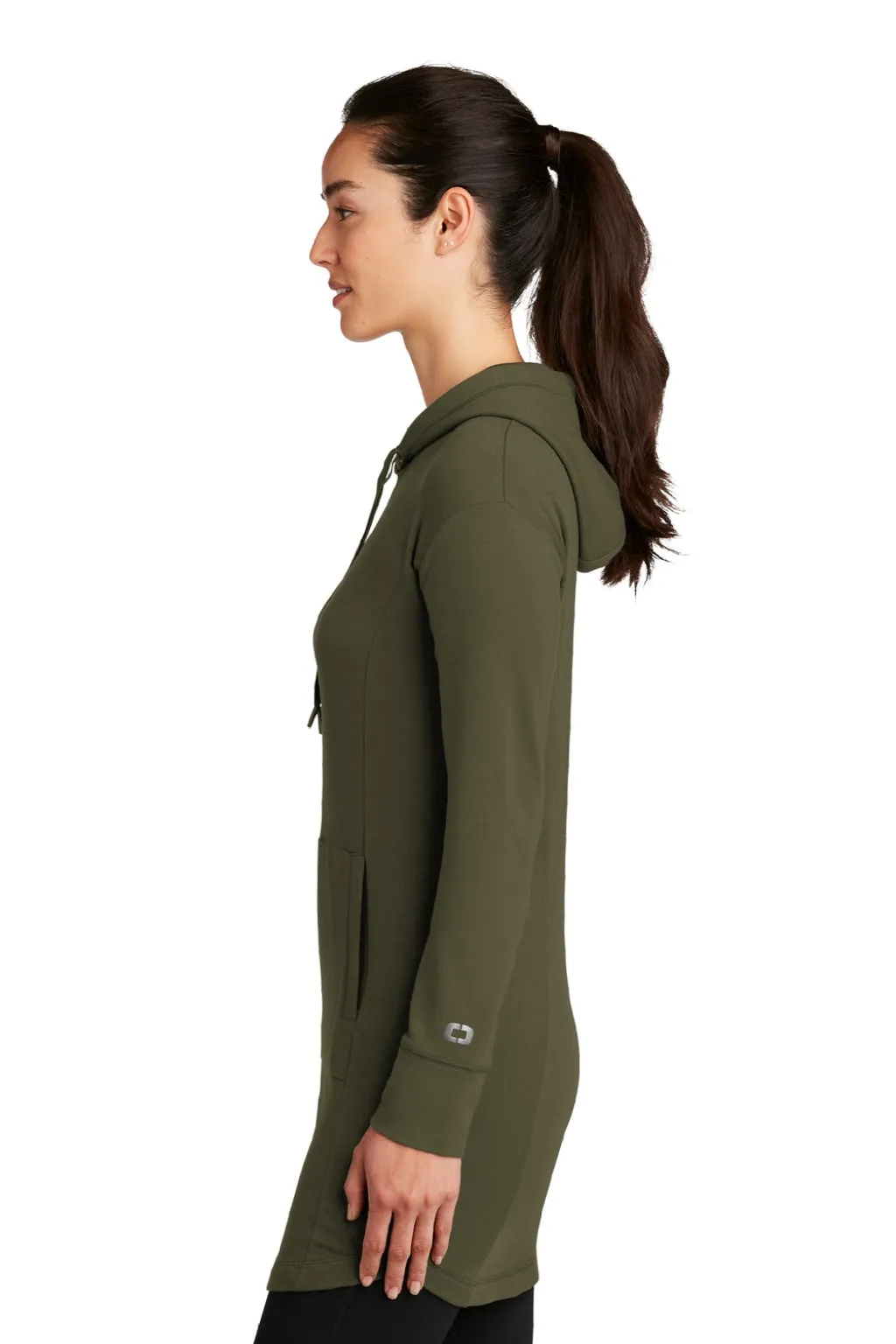 Ogio Damen Luuma Flex Kapuzenpullover mit Taschen - Dunkles Olivgrün