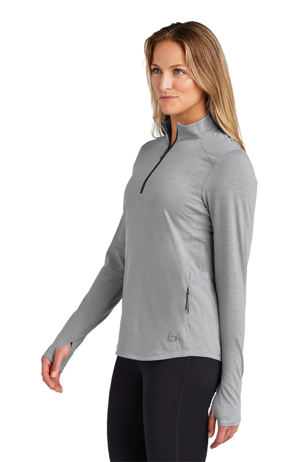 Ogio Damen Motion Feuchtigkeitstransportierendes 1/4-Zip Sweatshirt mit Tasche - Graustein