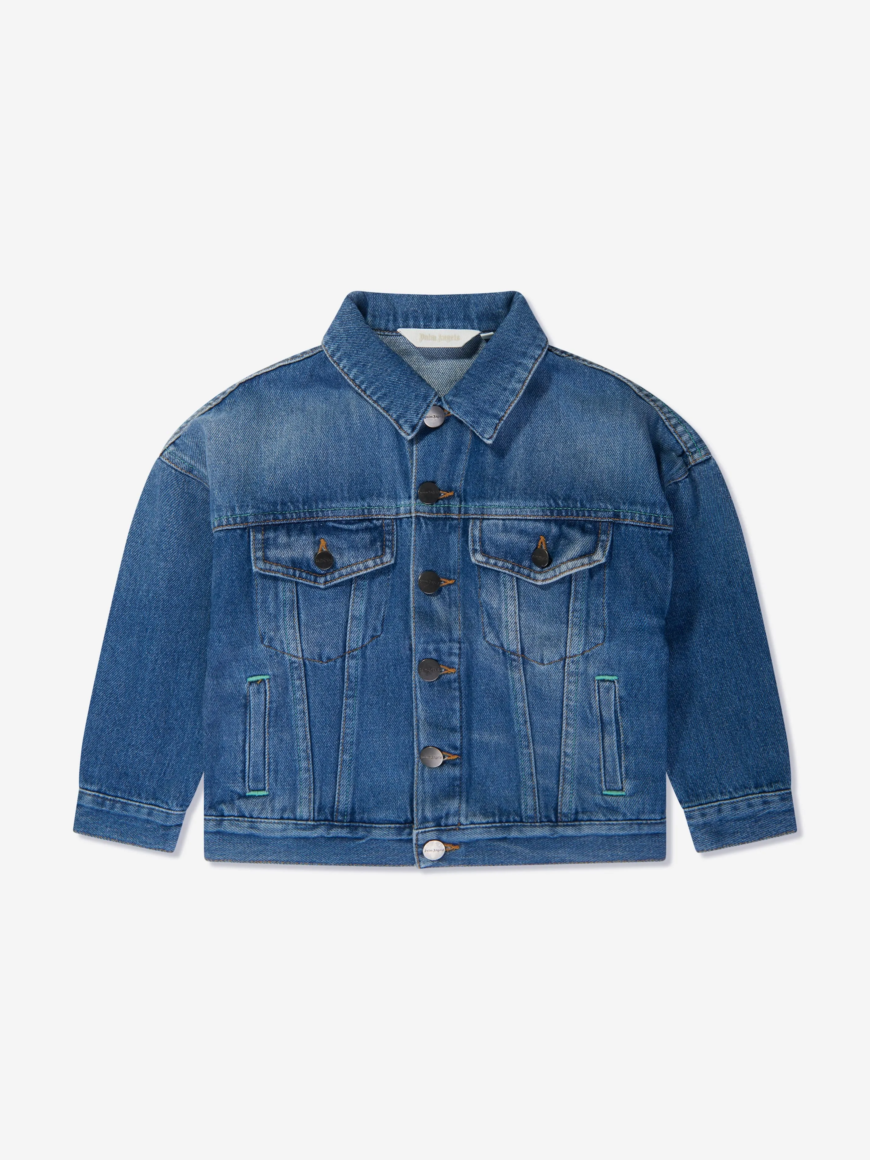 Palm Angels Denim Jacke mit Overlogo für Jungen in Blau