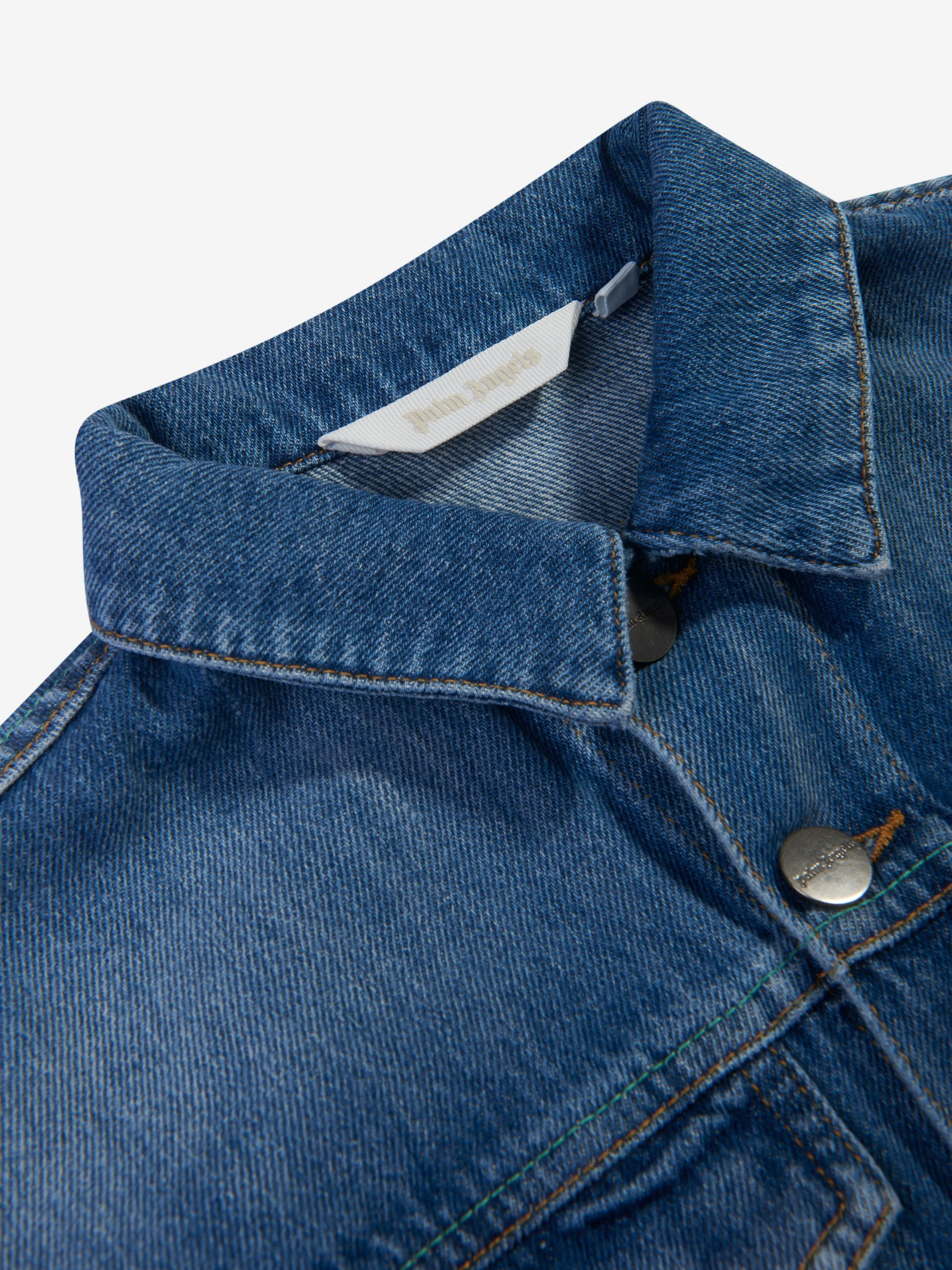 Palm Angels Denim Jacke mit Overlogo für Jungen in Blau