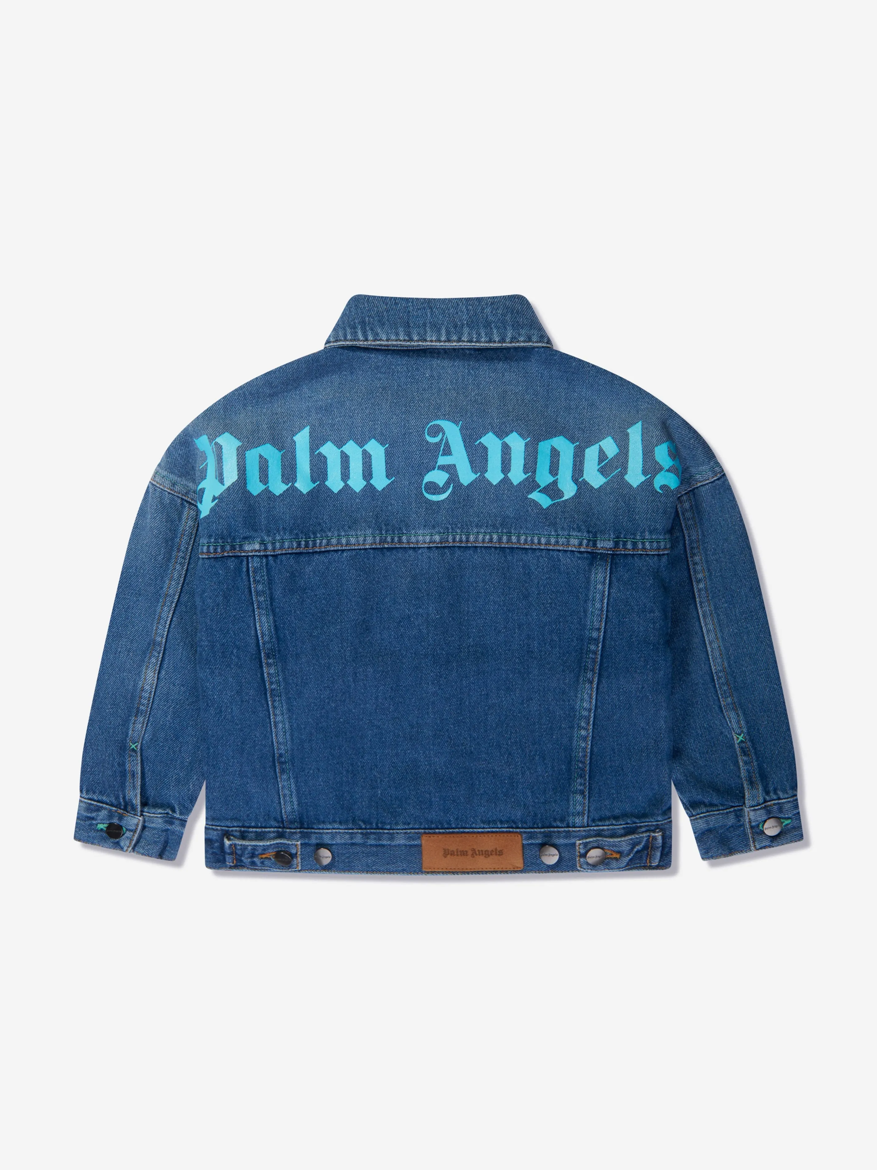 Palm Angels Denim Jacke mit Overlogo für Jungen in Blau