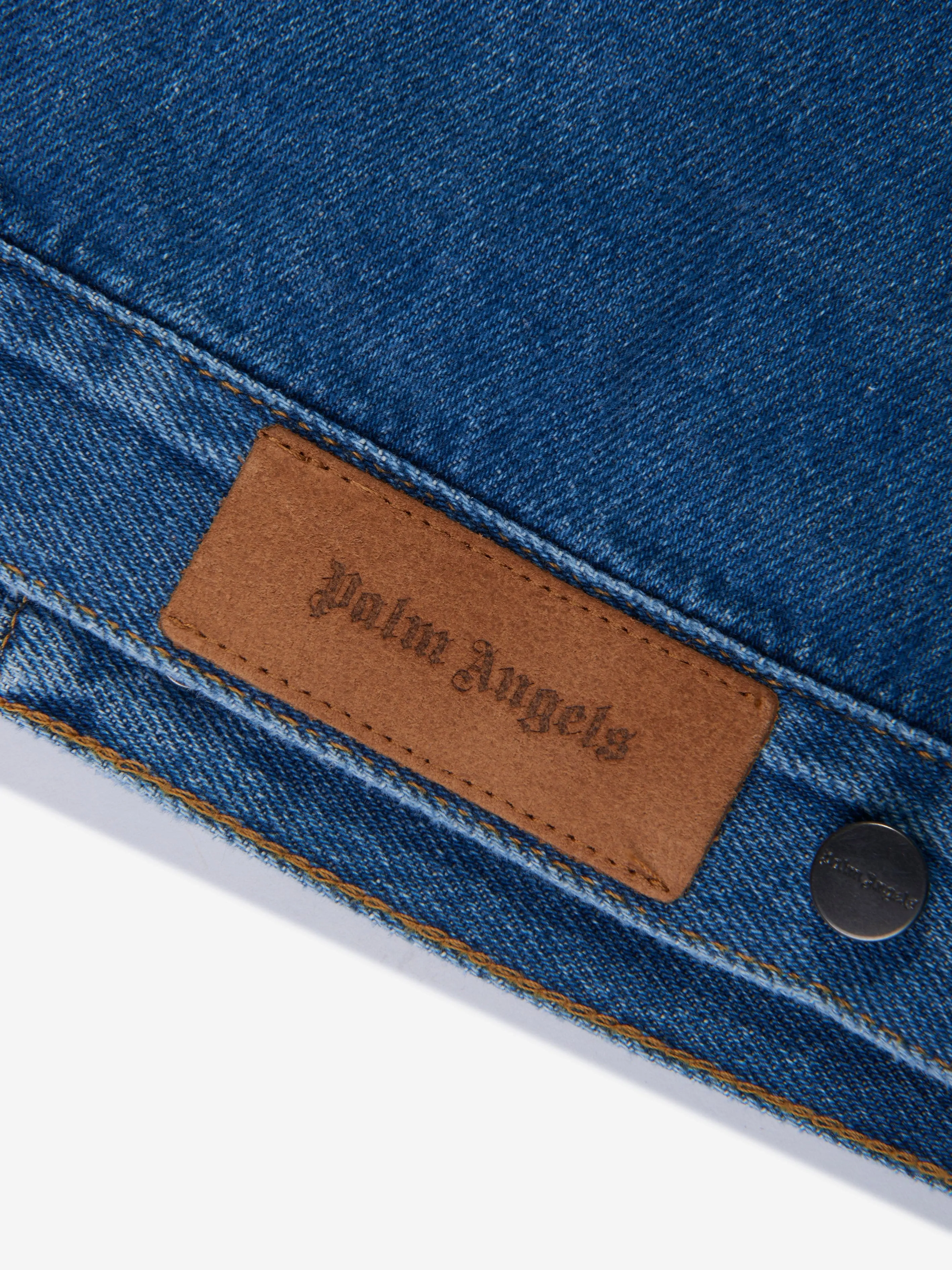Palm Angels Denim Jacke mit Overlogo für Jungen in Blau