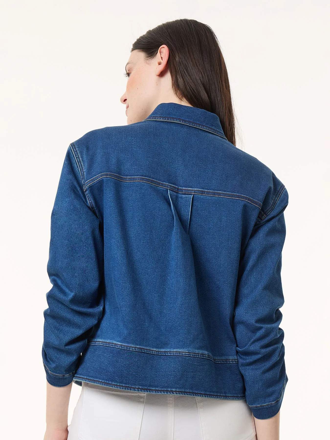 Petite Rüschenärmel City-Denimjacke, Shore Wash