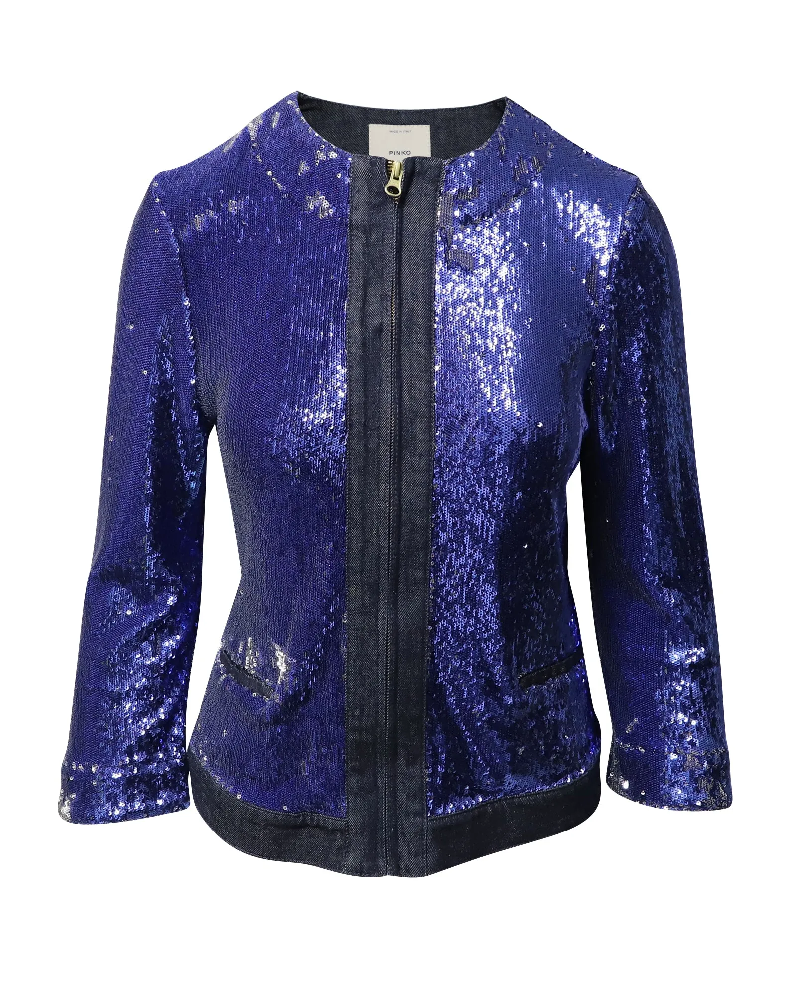 Pinko Tag Jacke mit Pailletten in Blau Denim