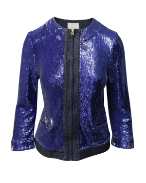 Pinko Tag Jacke mit Pailletten in Blau Denim