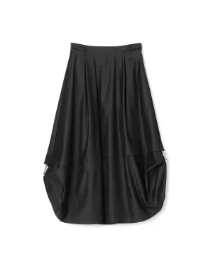 Poly Rayon Denim Like Chain Deco 2Way Flare Skirt Clothing_Atsuro-Tayama