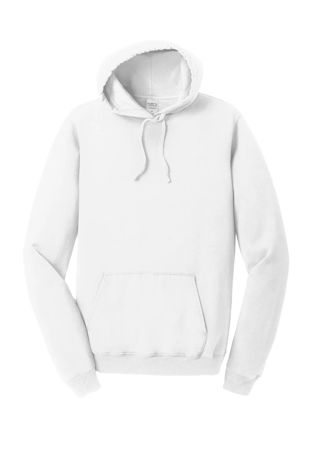 Port & Company Herren Beach Wash Fleece Kapuzenpullover Hoodie mit Kangaroo-Tasche - Weiß