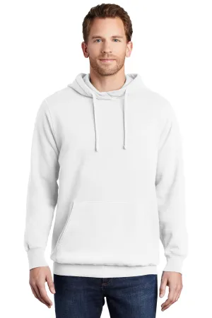 Port & Company Mens Beach Wash Fleece Hooded Sweatshirt Hoodie w/ Pouch Pocket - White