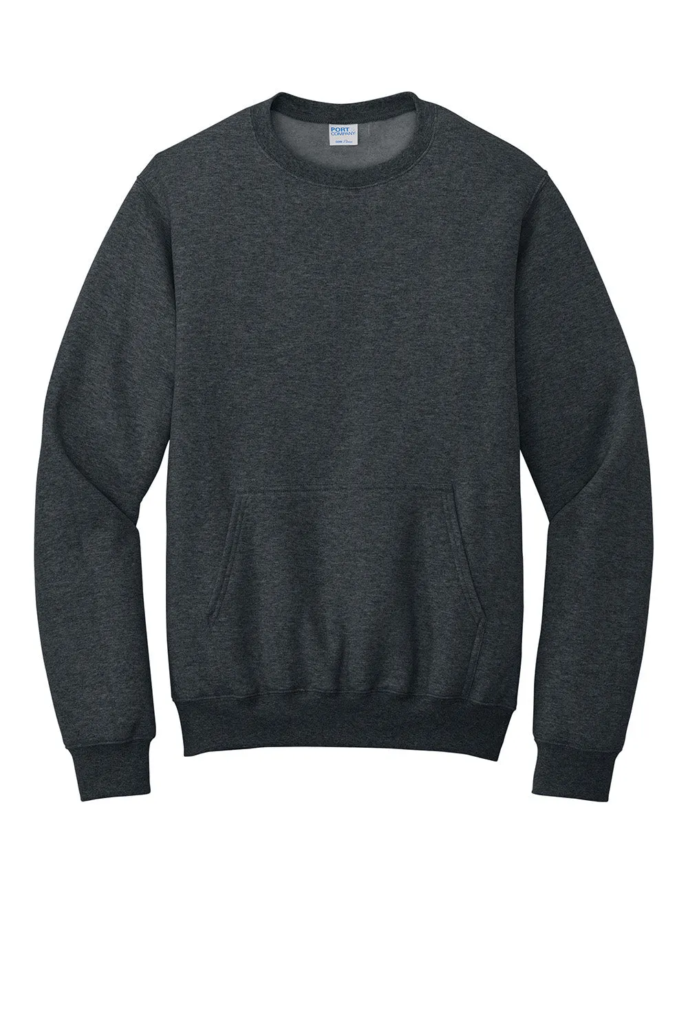 Port & Company Herren Core Fleece Crewneck Sweatshirt mit Beuteltasche - Heather Dunkelgrau