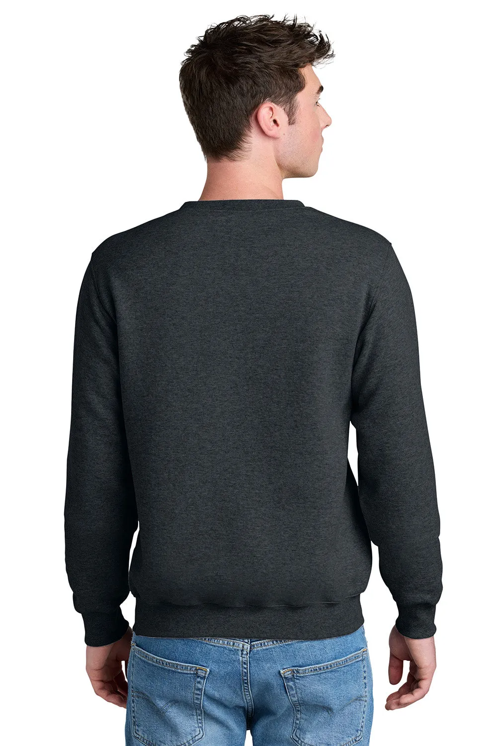 Port & Company Herren Core Fleece Crewneck Sweatshirt mit Beuteltasche - Heather Dunkelgrau