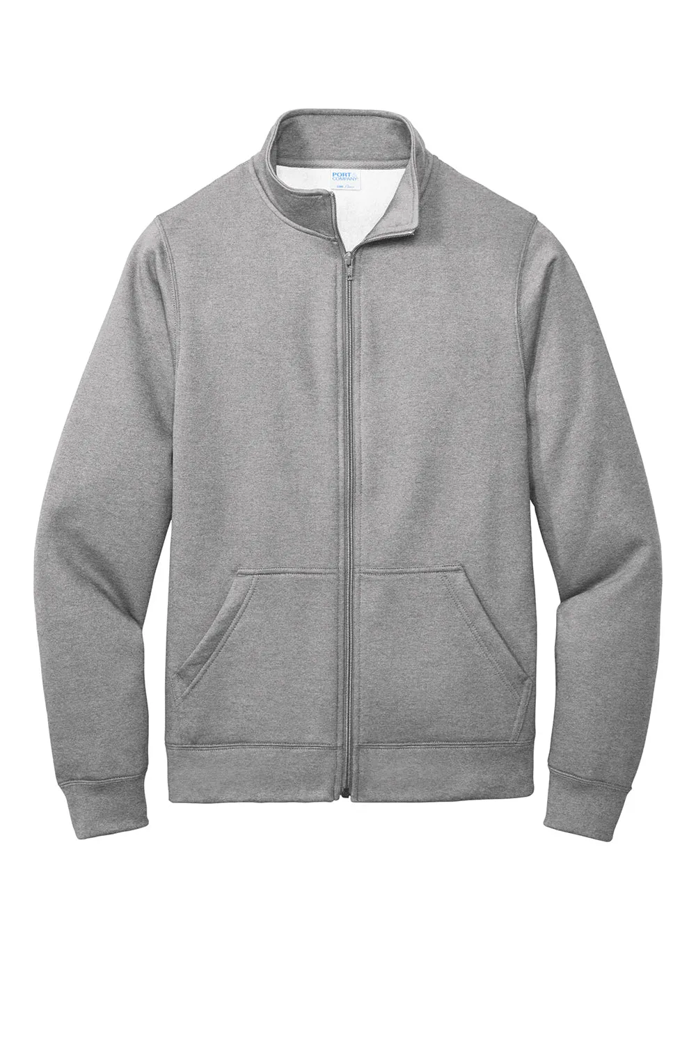 Port & Company Herren Core Fleece Full-Zip Sweatshirt mit Taschen - Heather Grey