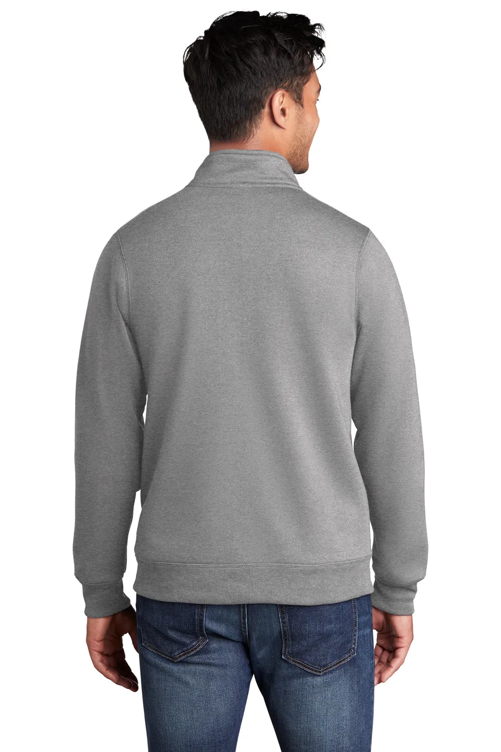Port & Company Herren Core Fleece Full-Zip Sweatshirt mit Taschen - Heather Grey