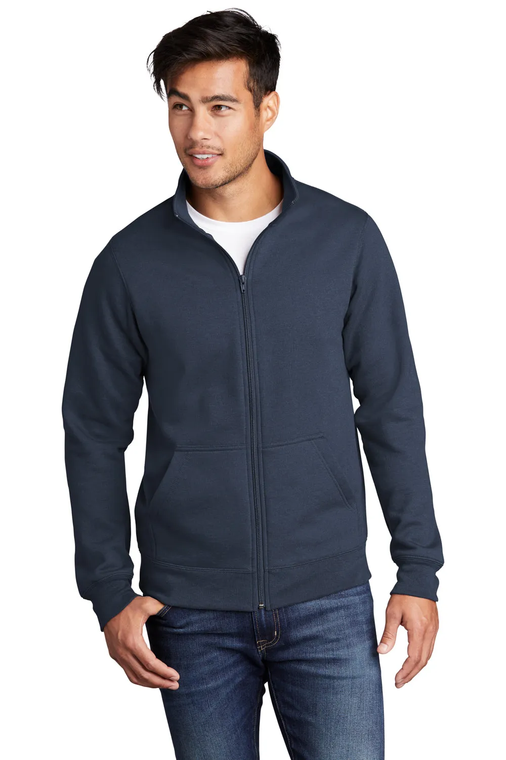 Port & Company Herren Core Fleece Full-Zip Sweatshirt mit Taschen - Marineblau