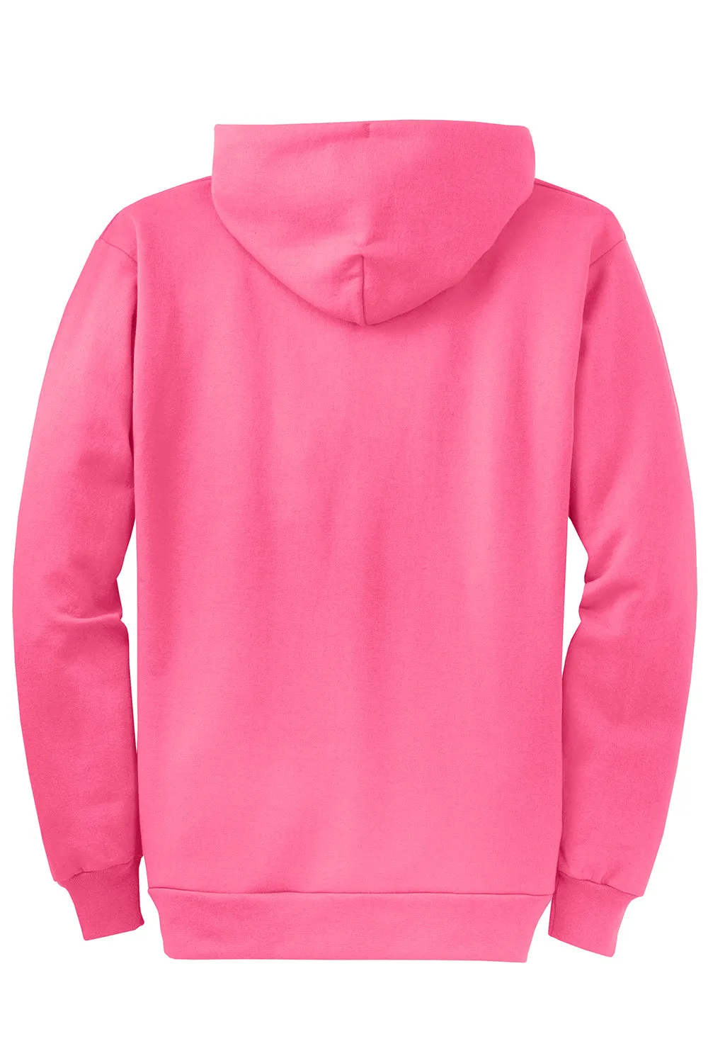 Port & Company Herren Core Pill Resistant Fleece Full Zip Kapuzenpullover Hoodie mit Taschen - Neon Pink