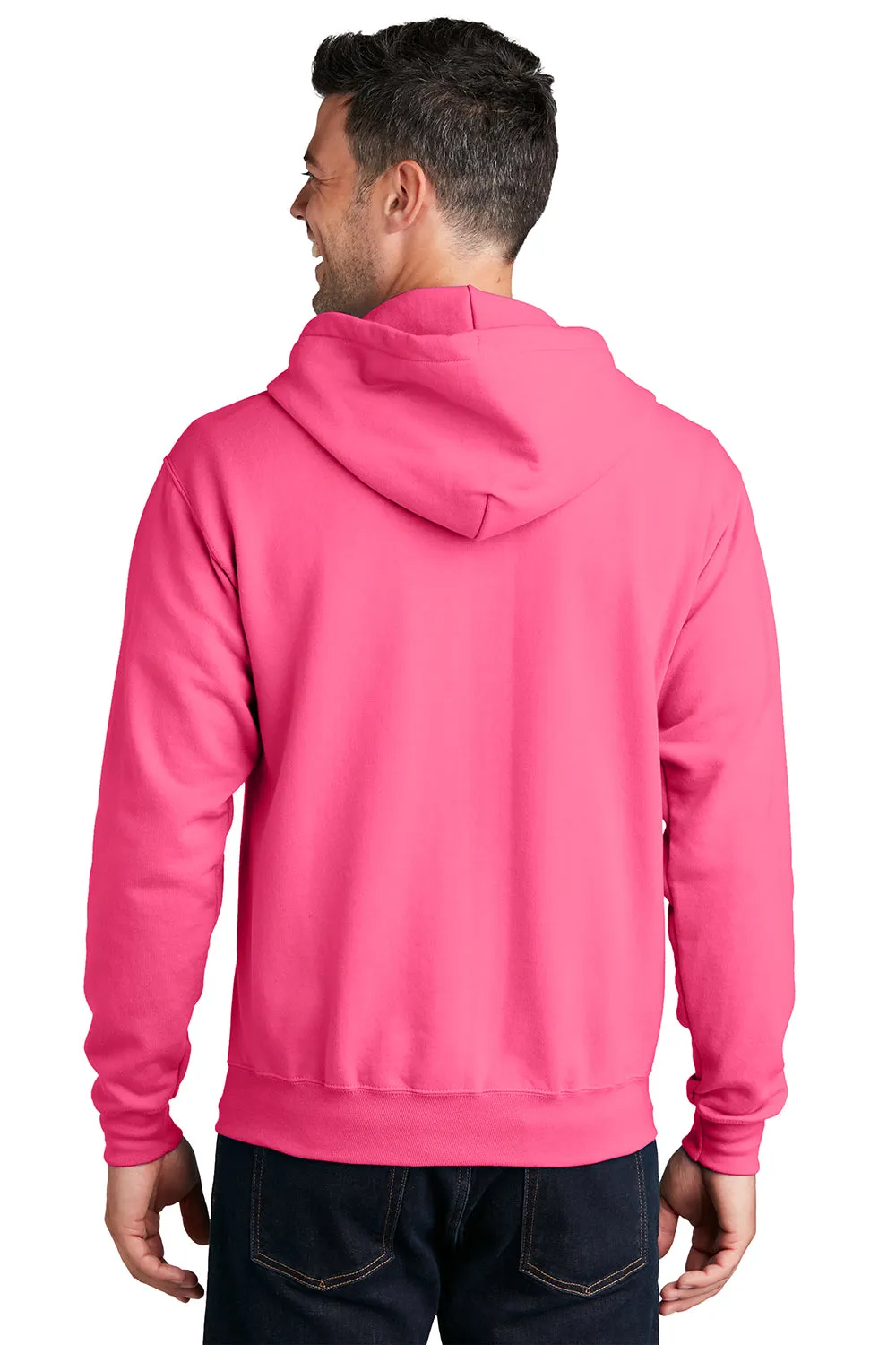 Port & Company Herren Core Pill Resistant Fleece Full Zip Kapuzenpullover Hoodie mit Taschen - Neon Pink
