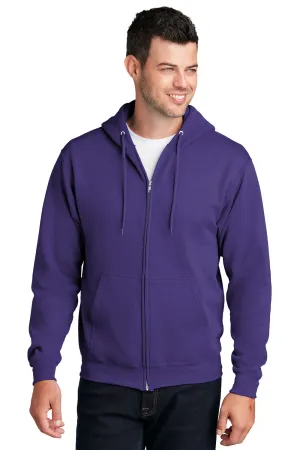Port & Company Herren Core Pill Resistant Fleece Full-Zip Kapuzenpullover Hoodie mit Taschen - Lila