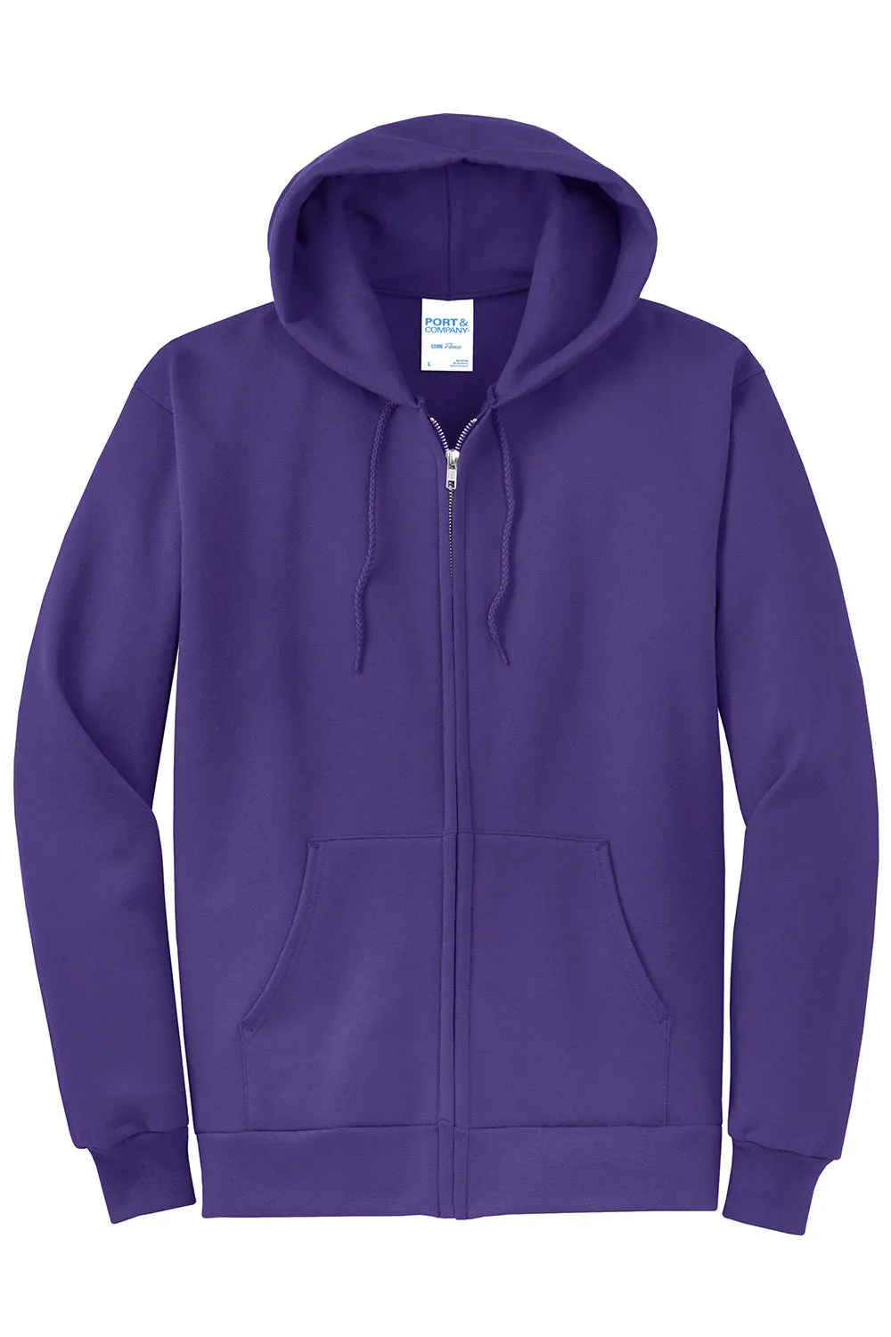 Port & Company Herren Core Pill Resistant Fleece Full-Zip Kapuzenpullover Hoodie mit Taschen - Lila
