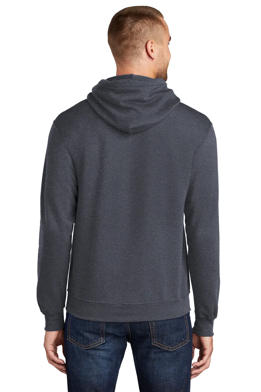 Port & Company Herren Core Pill Resistant Fleece Kapuzenpullover Hoodie mit Beuteltasche - Heather Navy Blau