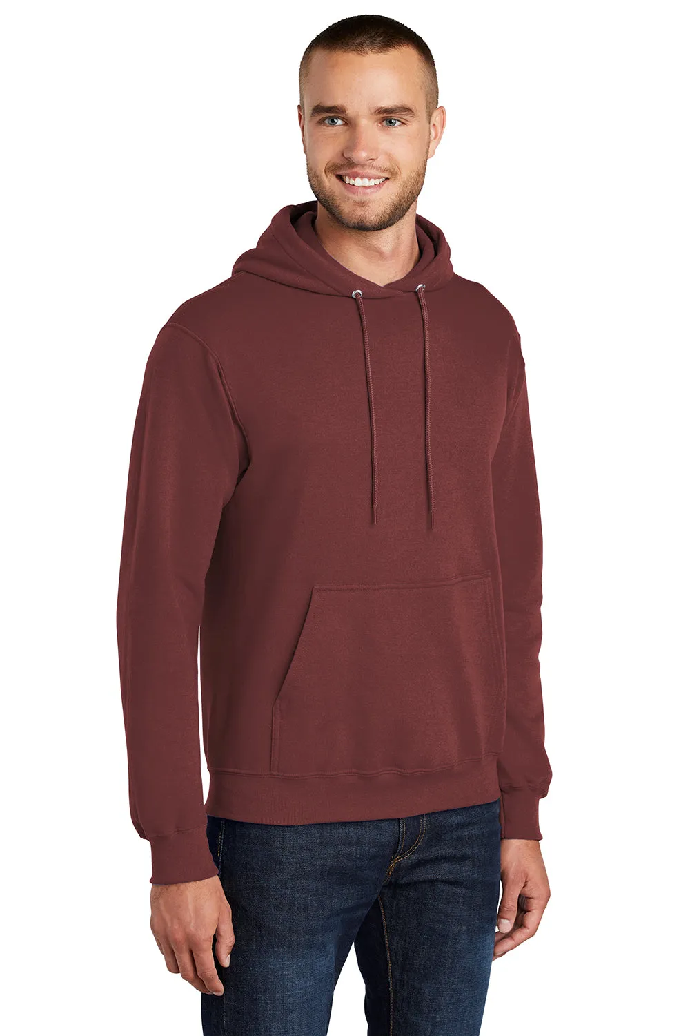 Port & Company Herren Core Pill Resistant Fleece Kapuzenpullover Hoodie mit Beuteltasche - Kastanienbraun