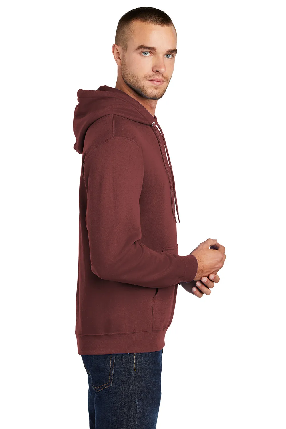 Port & Company Herren Core Pill Resistant Fleece Kapuzenpullover Hoodie mit Beuteltasche - Kastanienbraun