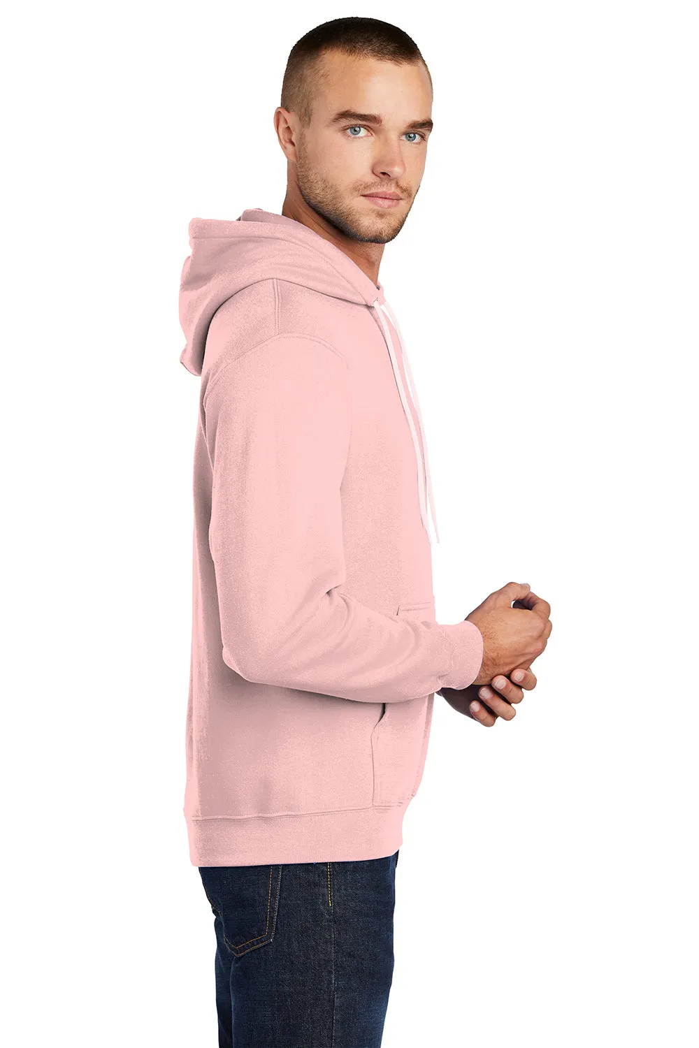 Port & Company Herren Core Pill Resistant Fleece Kapuzenpullover Hoodie mit Beuteltasche - Blasses Blassrosa