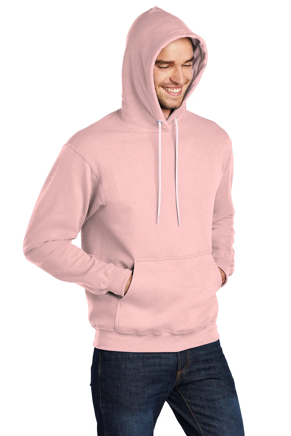 Port & Company Herren Core Pill Resistant Fleece Kapuzenpullover Hoodie mit Beuteltasche - Blasses Blassrosa