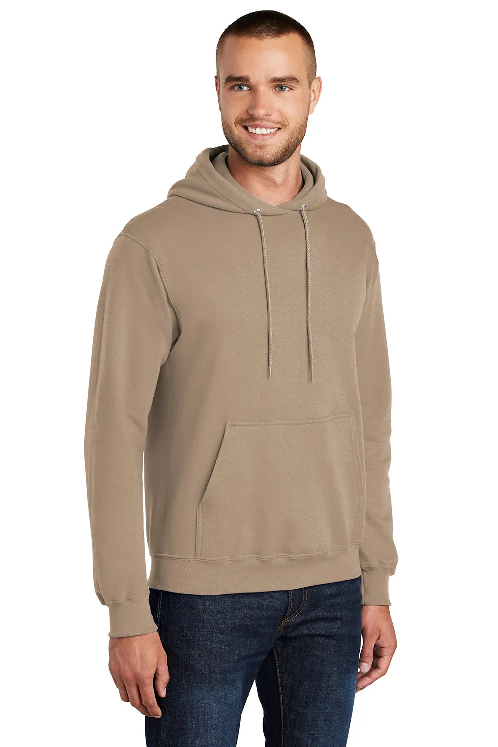 Port & Company Herren Core Pill Resistant Fleece Kapuzenpullover Hoodie mit Beuteltasche - Sandbraun