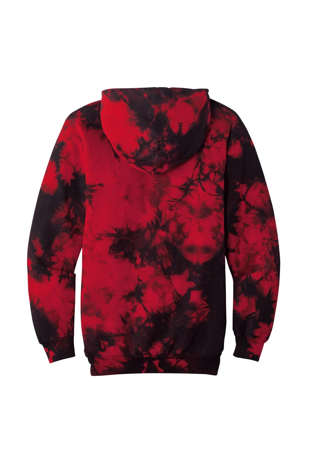 Port & Company Herren Kapuzenpullover mit Kristall-Tie-Dye und Kangaroo-Tasche - Schwarz/Rot