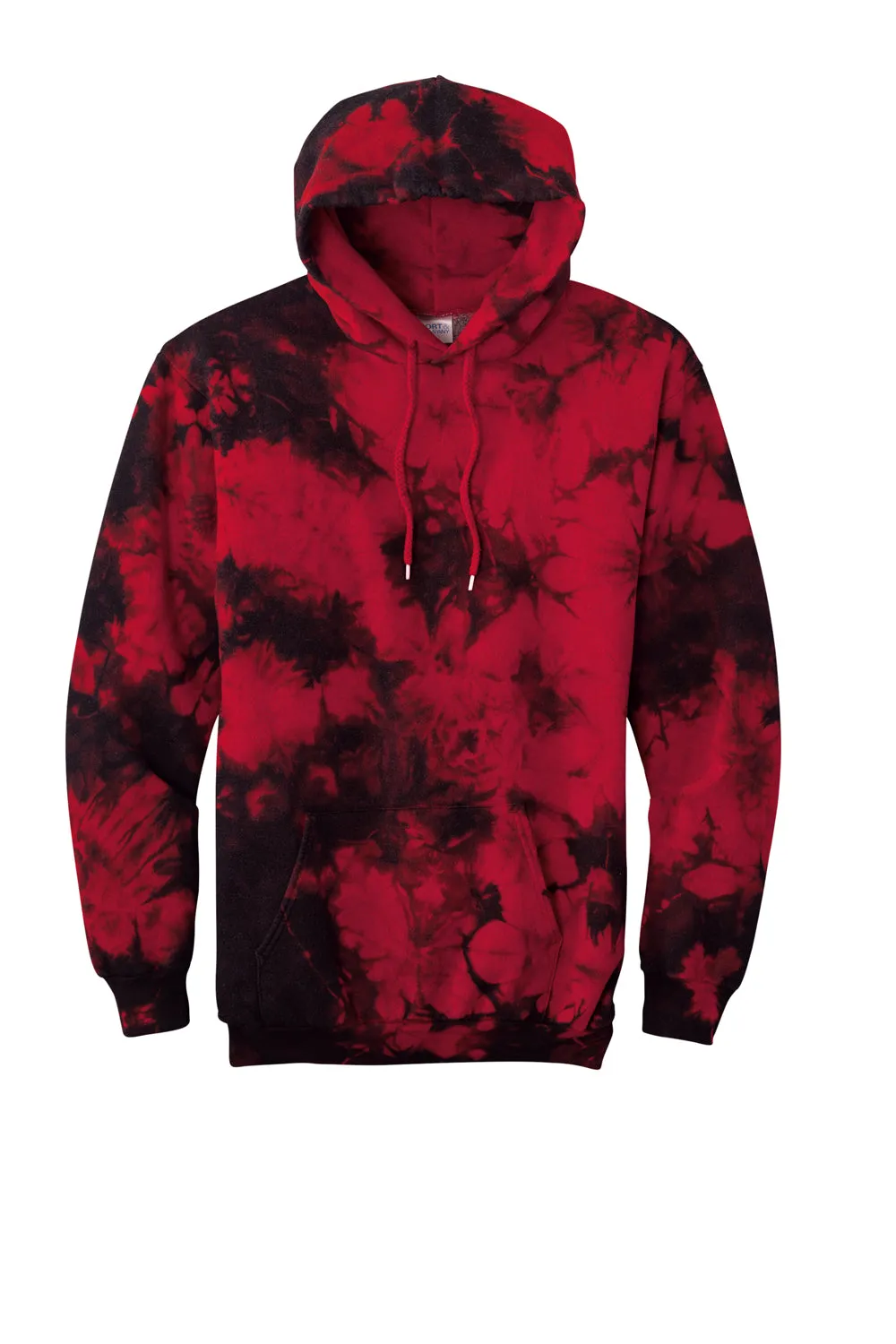 Port & Company Herren Kapuzenpullover mit Kristall-Tie-Dye und Kangaroo-Tasche - Schwarz/Rot