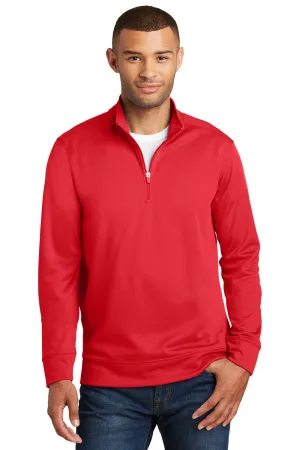 Port & Company Herren Dry Zone Performance Feuchtigkeitstransport Fleece 1/4 Zip Sweatshirt - Rot