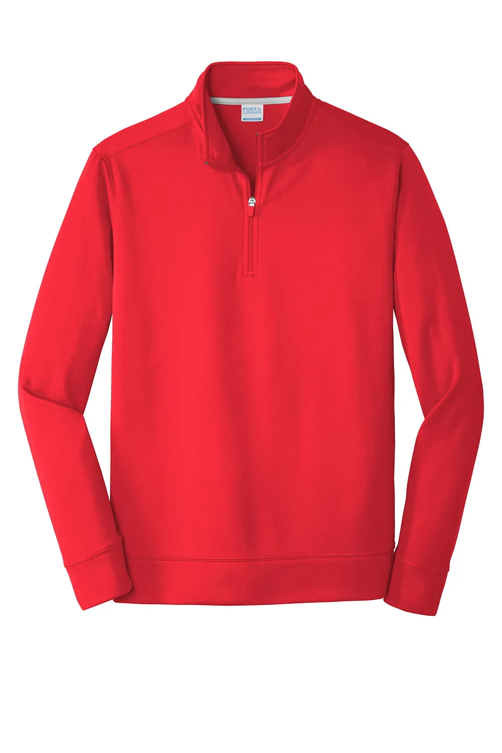 Port & Company Herren Dry Zone Performance Feuchtigkeitstransport Fleece 1/4 Zip Sweatshirt - Rot