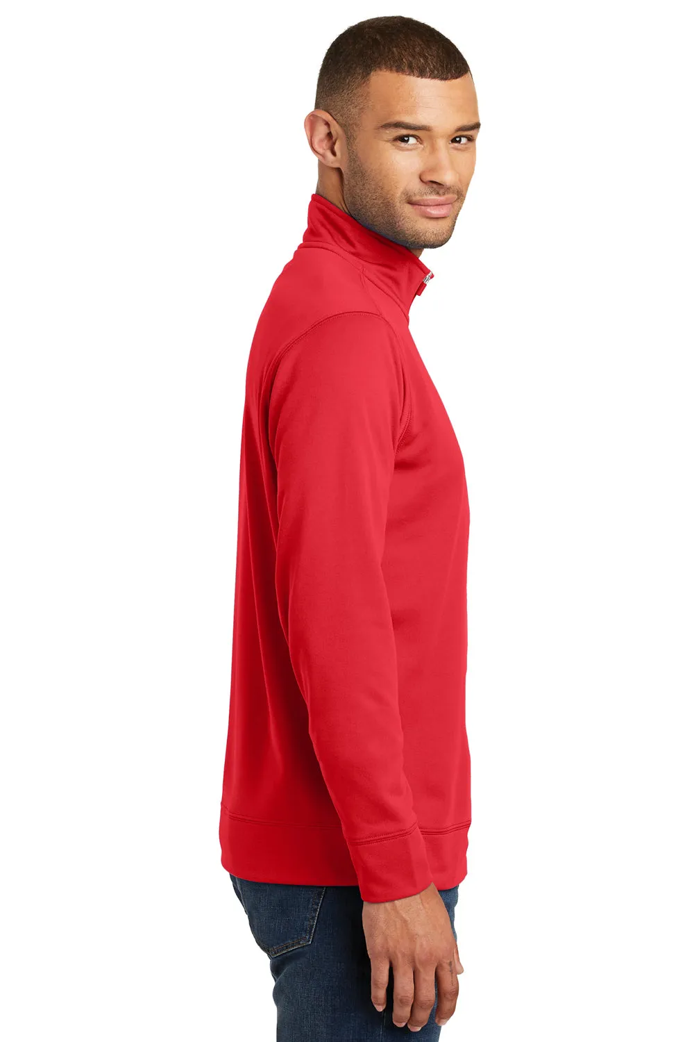 Port & Company Herren Dry Zone Performance Feuchtigkeitstransport Fleece 1/4 Zip Sweatshirt - Rot
