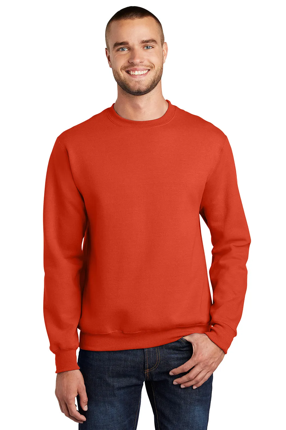 Port & Company Herren Essential Pilling-resistente Fleece Pullover mit Rundhalsausschnitt - Orange