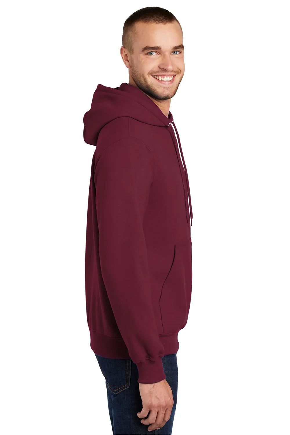 Port & Company Herren Essential Pille-resistente Fleece Kapuzenpullover Hoodie mit Beuteltasche - Kardinalrot
