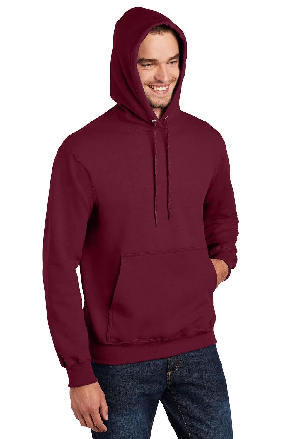 Port & Company Herren Essential Pille-resistente Fleece Kapuzenpullover Hoodie mit Beuteltasche - Kardinalrot