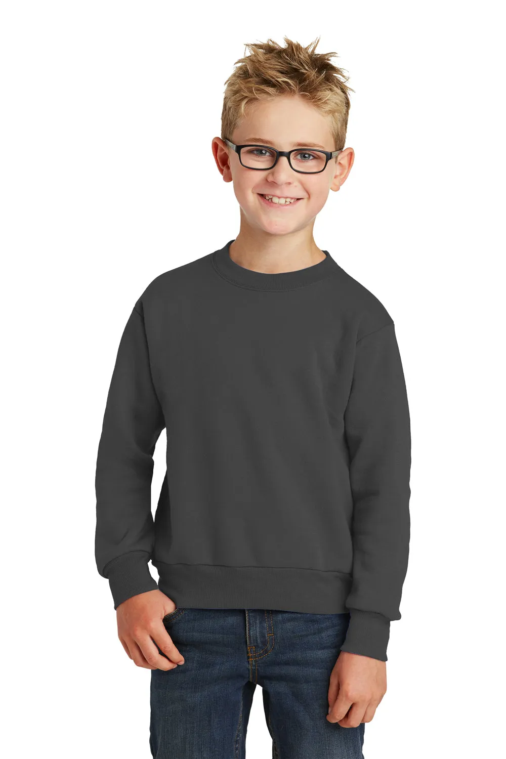 Port & Company Jugend Basic Pill Resistant Fleece Crewneck Sweatshirt - Anthrazitgrau