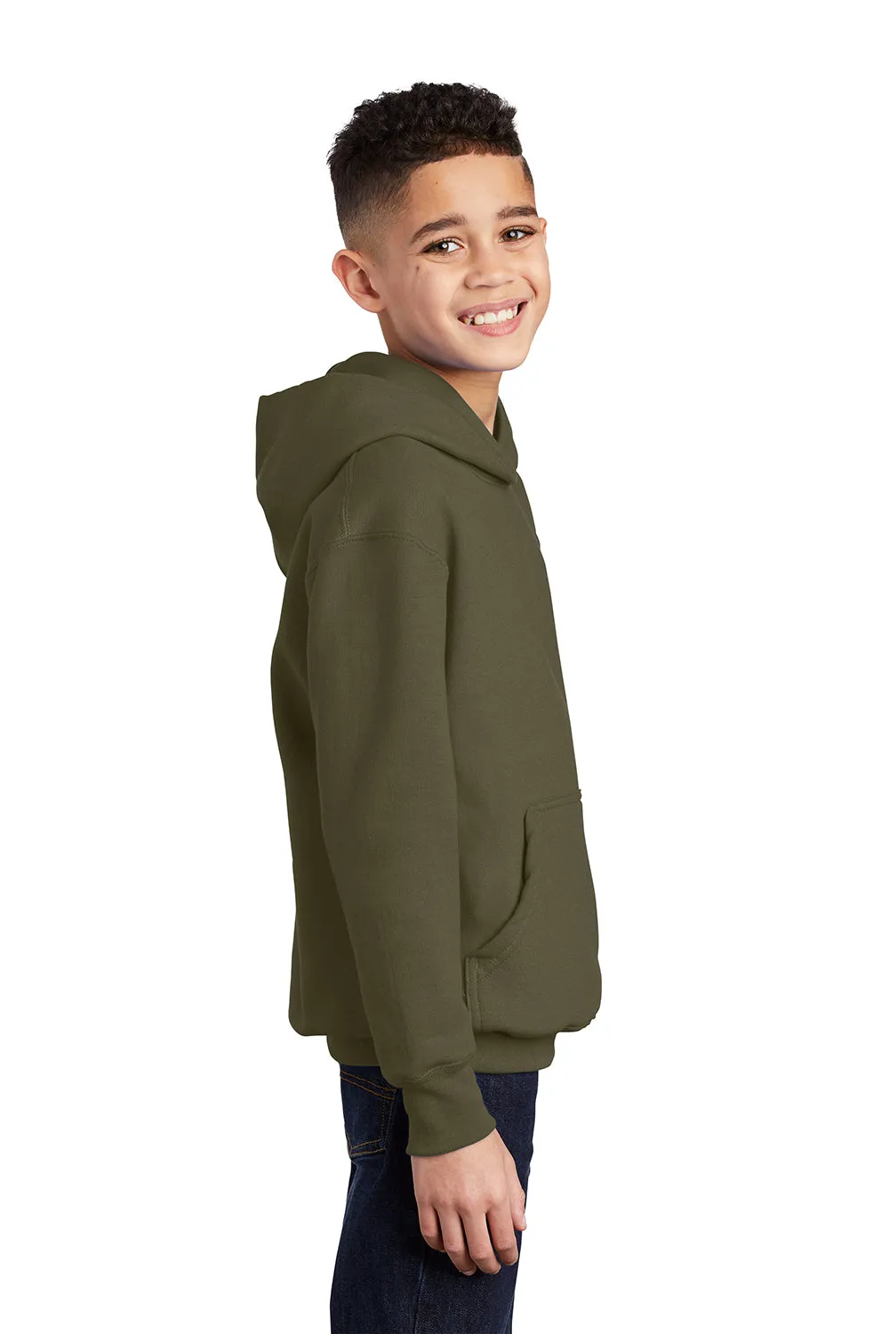 Port & Company Youth Core Pill Resistant Fleece Kapuzenpullover mit Kangaroo-Tasche - Olivgrün