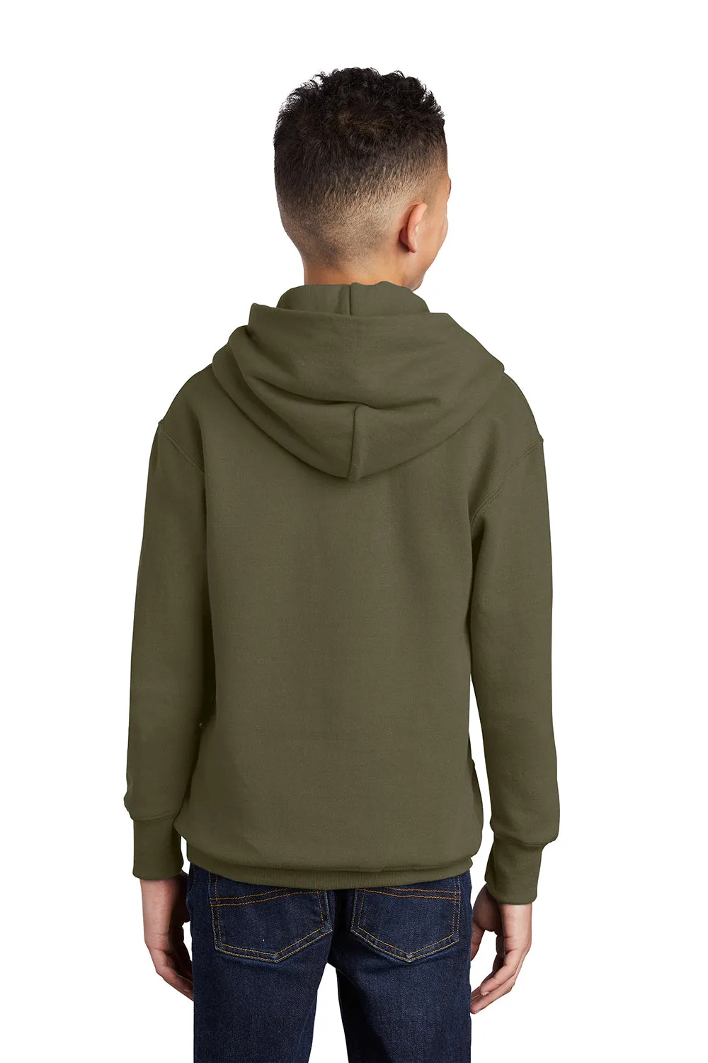 Port & Company Youth Core Pill Resistant Fleece Kapuzenpullover mit Kangaroo-Tasche - Olivgrün