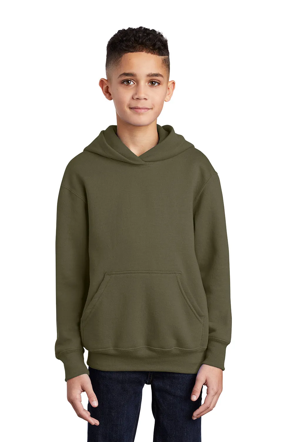Port & Company Youth Core Pill Resistant Fleece Kapuzenpullover mit Kangaroo-Tasche - Olivgrün