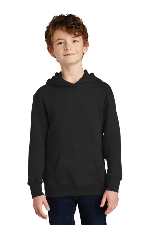 Port & Company Jugend Favorit Fleece Kapuzenpullover Hoodie mit Kangaroo-Tasche - Tiefschwarz