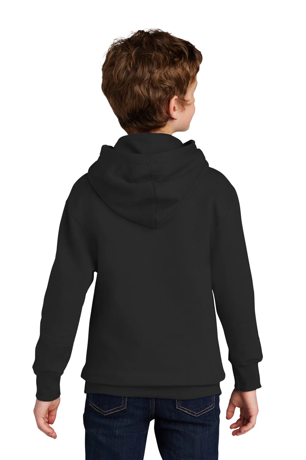 Port & Company Jugend Favorit Fleece Kapuzenpullover Hoodie mit Kangaroo-Tasche - Tiefschwarz