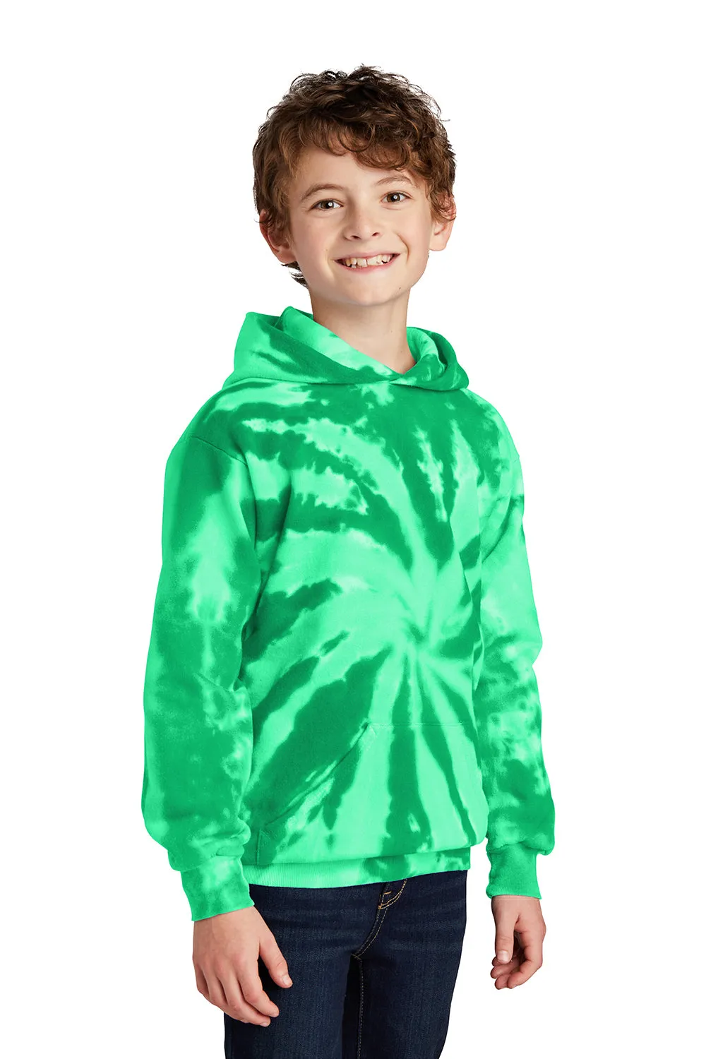 Port & Company Jugend-Tie-Dye-Fleece-Pullover mit Kapuze und Kangaroo-Tasche - Kellygrün