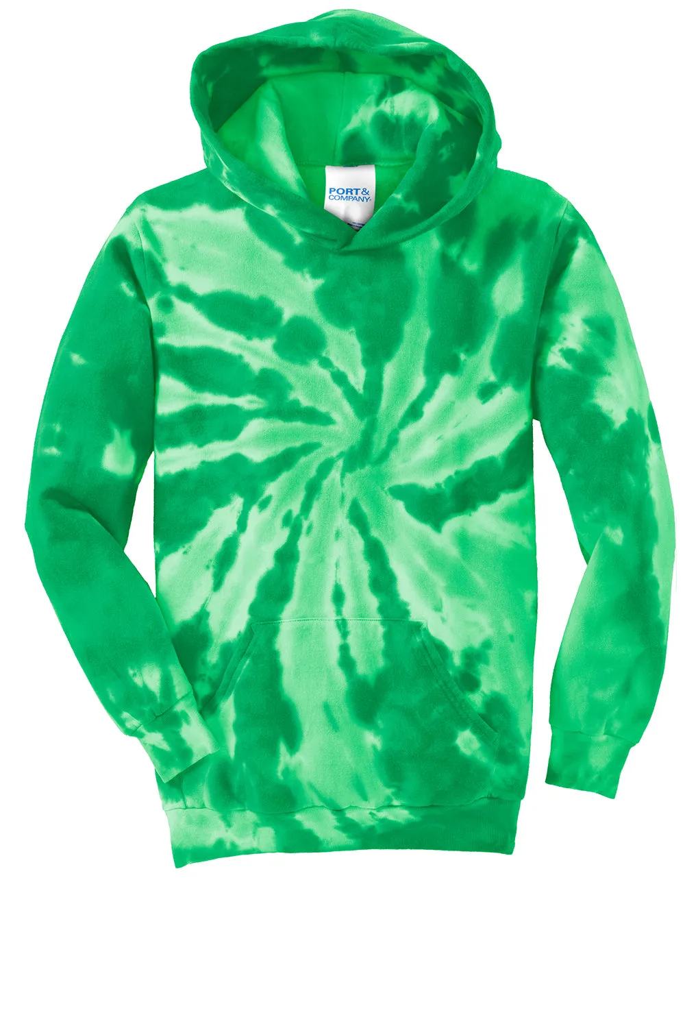 Port & Company Jugend-Tie-Dye-Fleece-Pullover mit Kapuze und Kangaroo-Tasche - Kellygrün