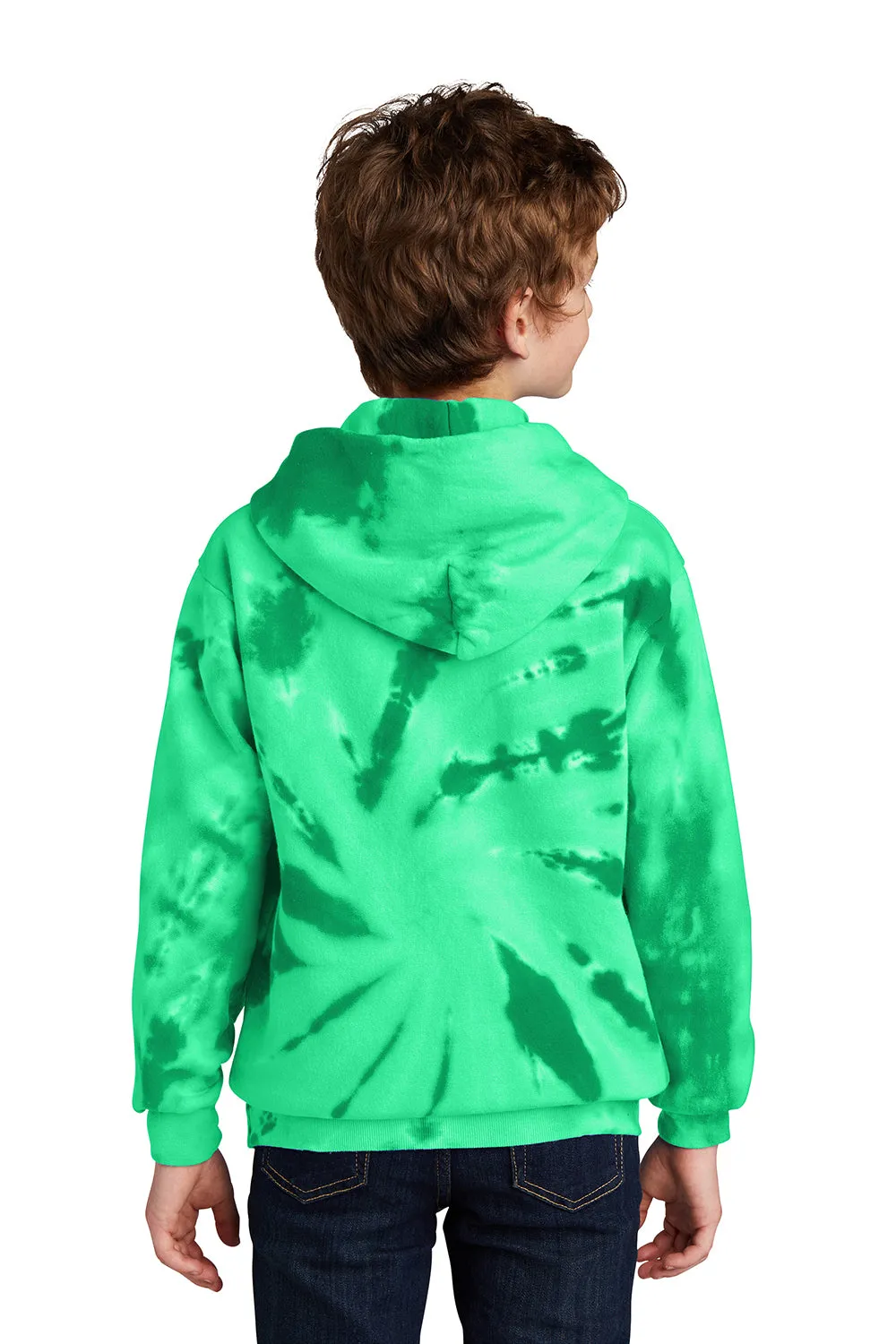 Port & Company Jugend-Tie-Dye-Fleece-Pullover mit Kapuze und Kangaroo-Tasche - Kellygrün