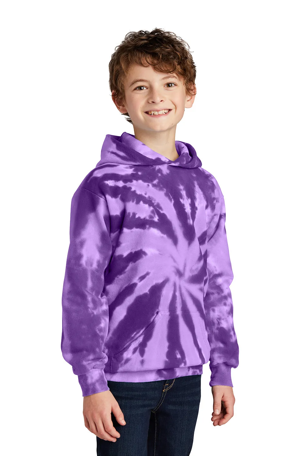 Port & Company Jugend-Tie-Dye-Fleece-Pullover mit Kapuze und Kangaroo-Tasche - Lila