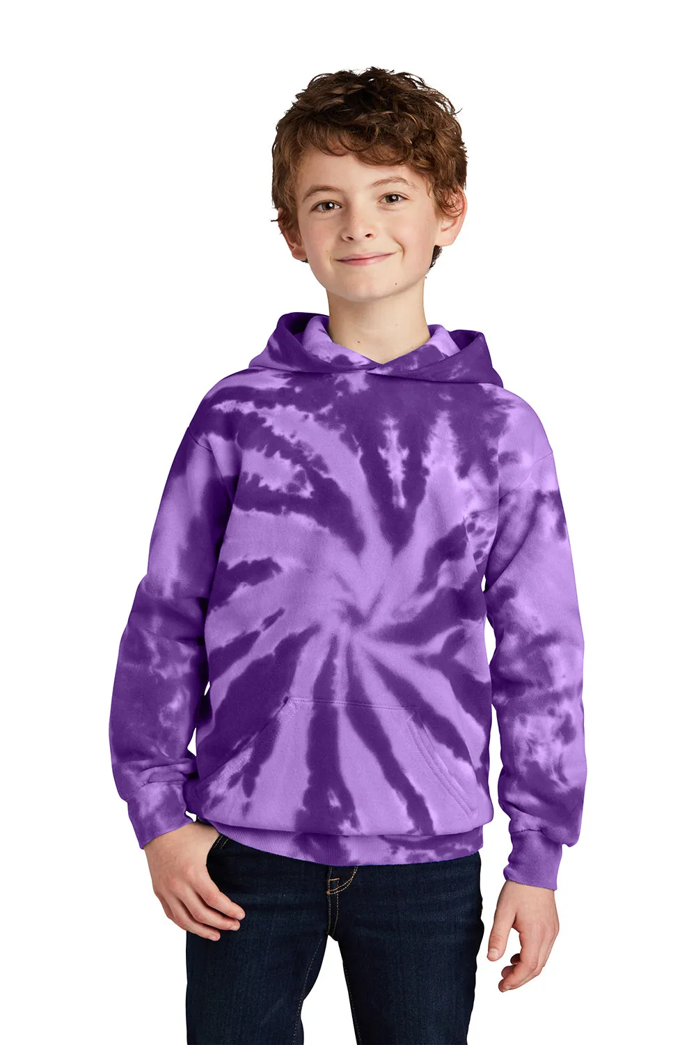 Port & Company Jugend-Tie-Dye-Fleece-Pullover mit Kapuze und Kangaroo-Tasche - Lila